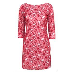 Diane von Furstenberg Floral Embroidery 3/4 Sleeve Lace Silk Lined Women 8 Red